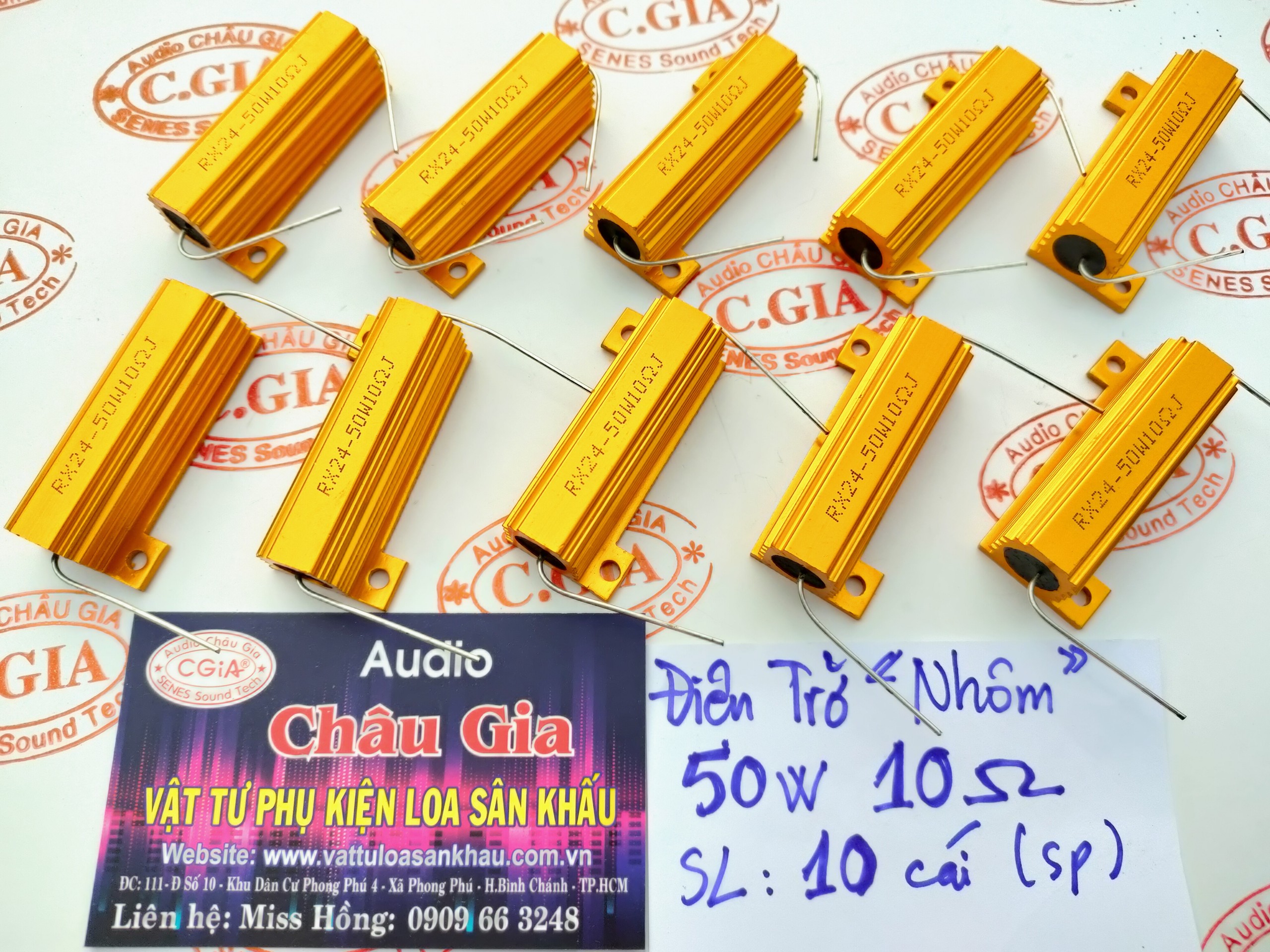 Điện trở nhôm 50w 10 Ohm Audio châu gia