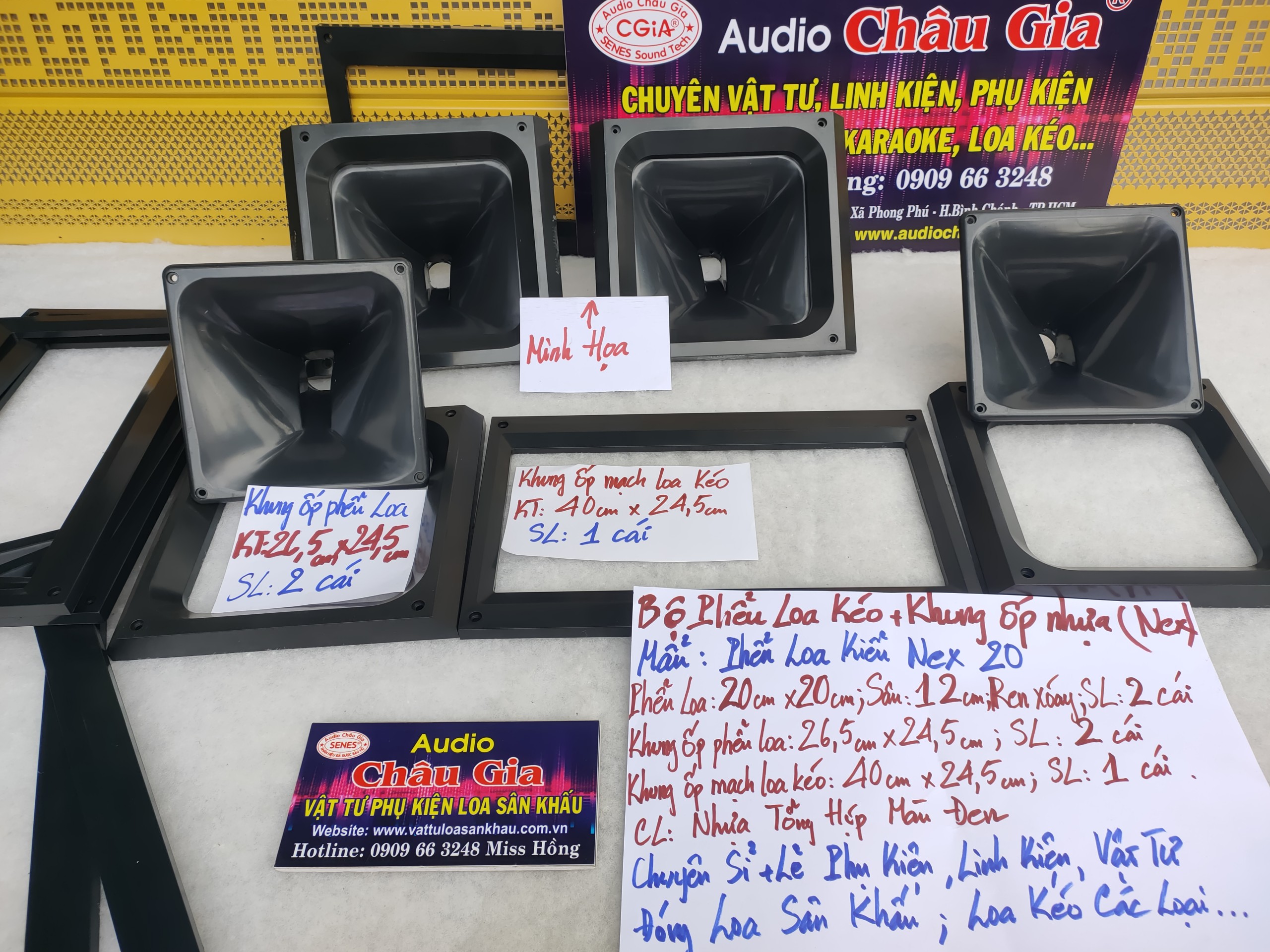 BỘ PHỂU LOA KÉO + KHUNG ỐP NHỰA (Nex) - AUDIO CHÂU GIA