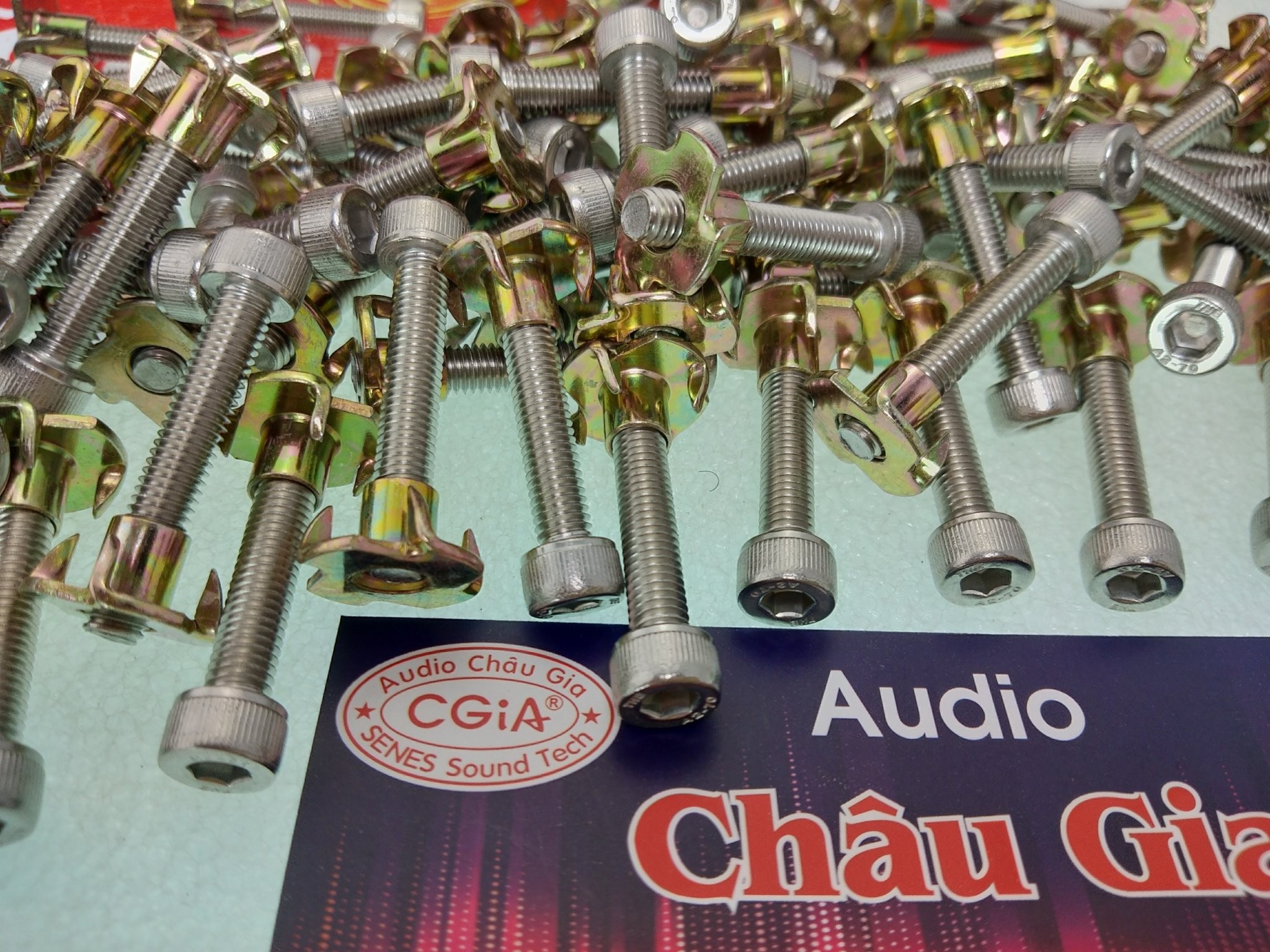 ỐC LỤC GIÁC INOX BẮT LOA SÂN KHẤU 5 LY + CHẤU AUDIO CHÂU GIA